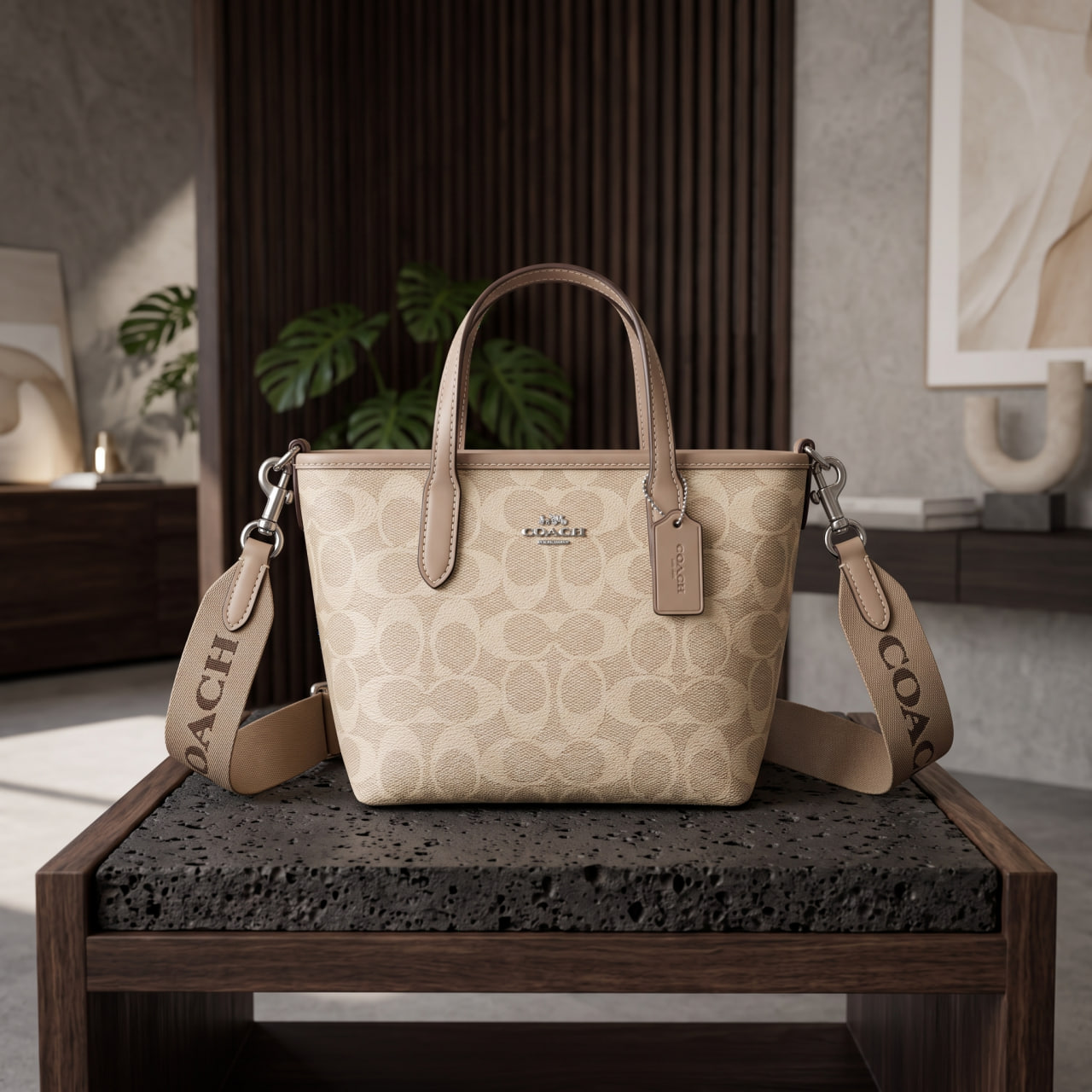 Tas tote mini berbahan kanvas Signature